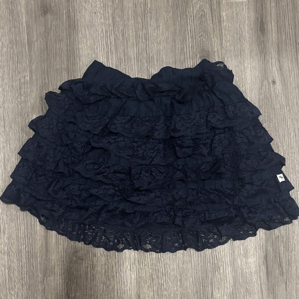 Abercrombie Navy Blue Lace Ruffle Skirt